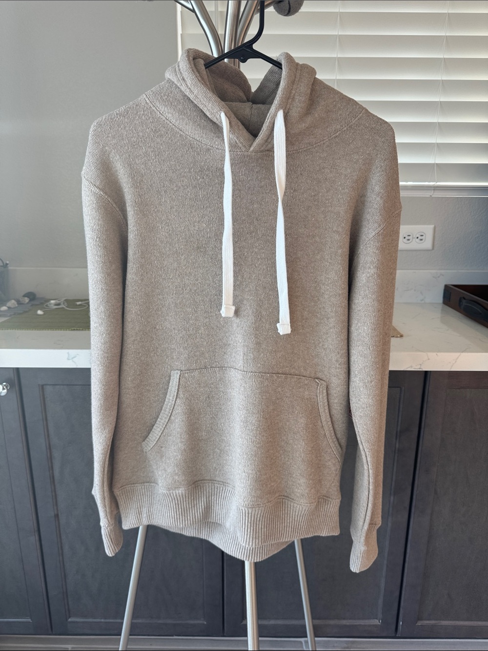 Hudson Bay Men's Beige Pullover Hoodie with Kangaroo Pocket
